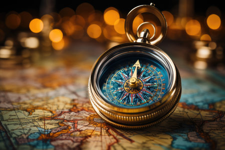 Compass with nautical map background professional photographyの素材