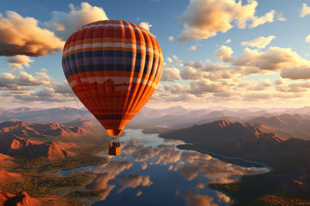 bright hot air balloon beautiful view shimmer background professional photographyの素材