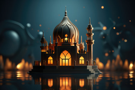 ramadan islamic background lantern and moon in night professional photographyの素材