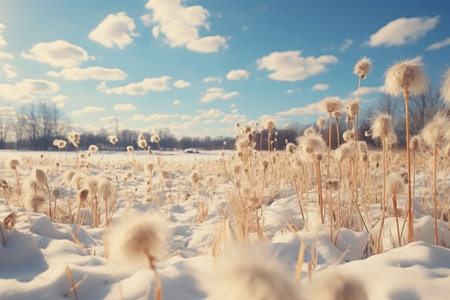 Vintage view of winter field Beautiful retro land peaceful landscape professional photographyの素材