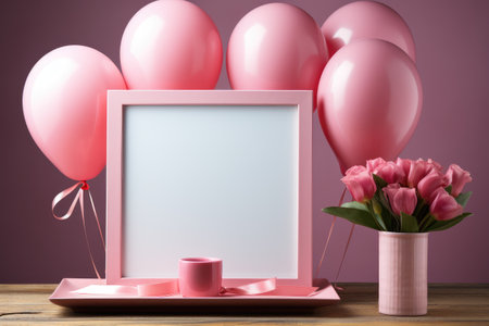 single and big frame with balloons professional photographyの素材