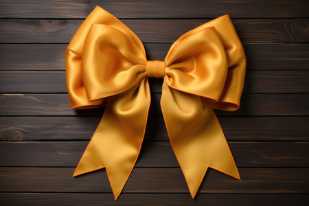 yellow ribbons tied in a bow on white background professional photographyの素材