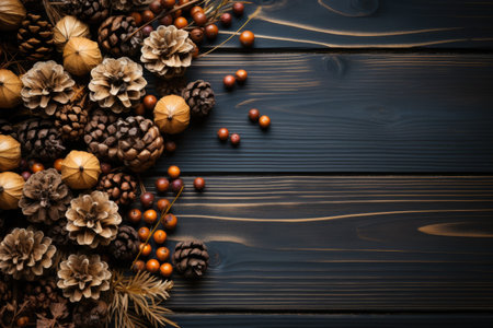 wooden background with beautiful autumn decoration professional photographyの素材