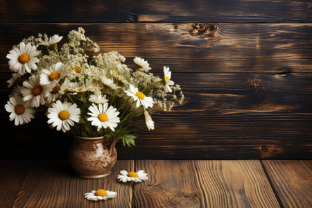 wooden background with beautiful summer decoration professional photographyの素材