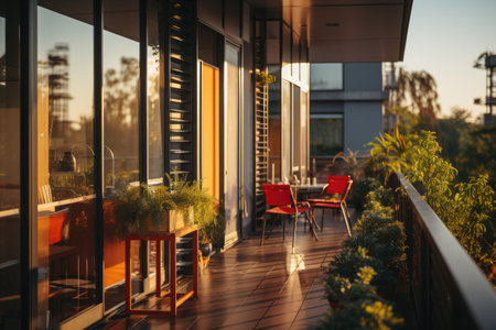 apartment building with sun light professional photographyの素材