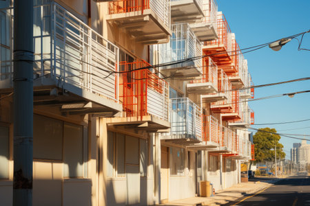 apartment building with sun light professional photographyの素材