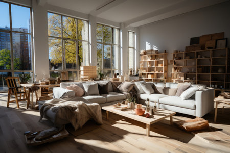 an apartment building under construction with furniture inside professional photographyの素材