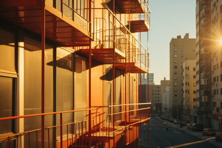 apartment building with sun light professional photographyの素材