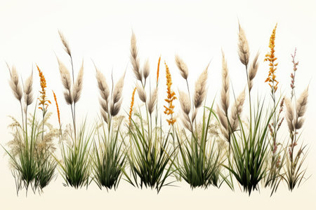 realistic tall grass isolate white background professional photographyの素材