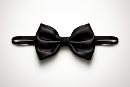 black ribbons tied in a bow on white background professional photographyの素材