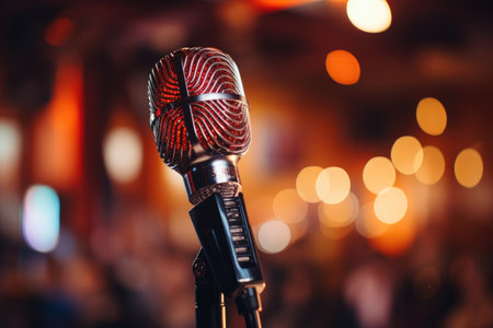 Live stage microphone Backlighting professional photographyの素材
