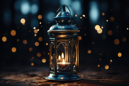 islamic background lantern and moon in night professional photographyの素材