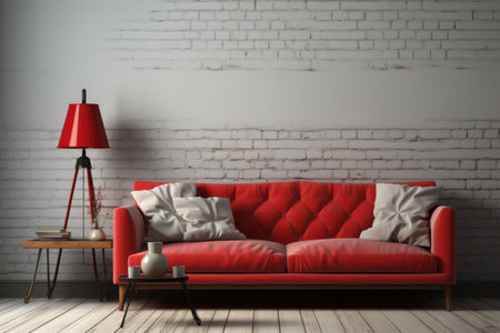 red sofa and white wall in modern living room professional photographyの素材