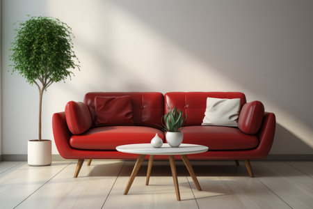 red sofa and white wall in modern living room professional photographyの素材