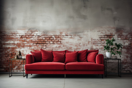 red sofa and white wall in modern living room professional photographyの素材