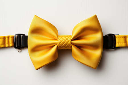 yellow ribbons tied in a bow on white background professional photographyの素材