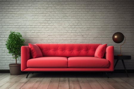 red sofa and white wall in modern living room professional photographyの素材