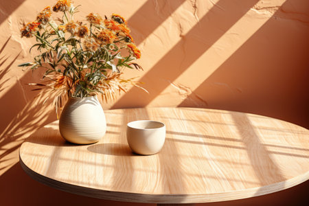 a vase of flowers is placed on the table professional photographyの素材