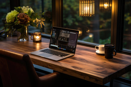 quiet office space desk professional photographyの素材