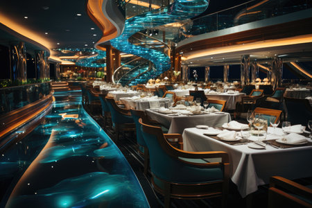 the luxurious restaurant is neatly arranged professional photographyの素材