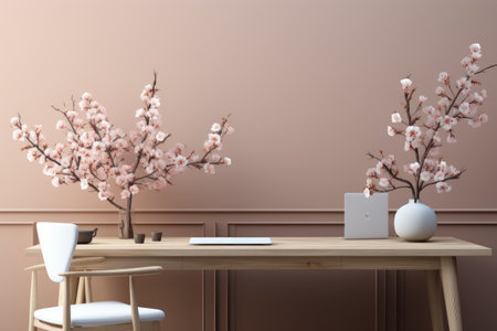 quiet office space desk professional photographyの素材