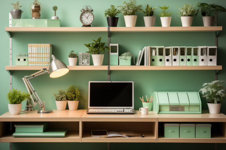 quiet office space desk professional photographyの素材