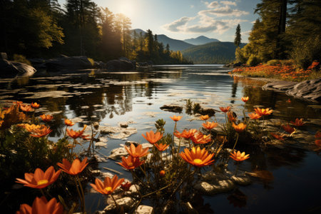 Summer morning scenery of landscape professional photographyの素材