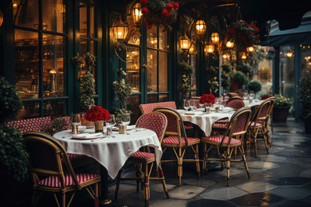 the luxurious restaurant is neatly arranged professional photographyの素材