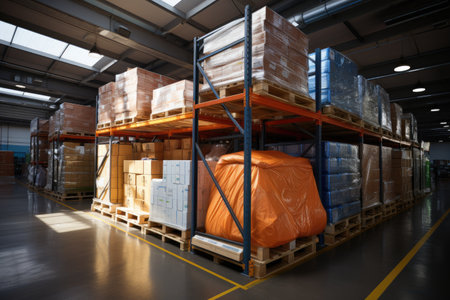 industrial warehouse storage rack management system professional photographyの素材