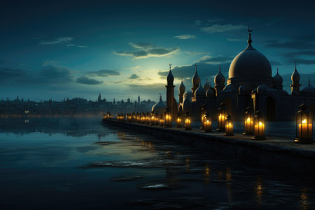 Islamic style building welcomes Ramadan professional photographyの素材