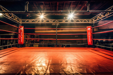 quiet atmosphere in the boxing ring professional photographyの素材
