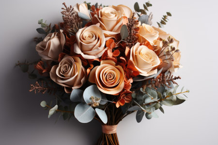 flower bouquet with paper and ribbon professional photographyの素材