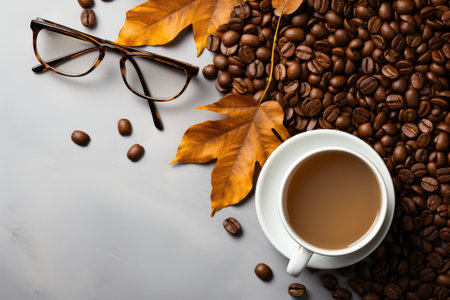 coffee at the work desk professional photographyの素材