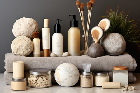 toiletries and bath accessories professional photographyの素材