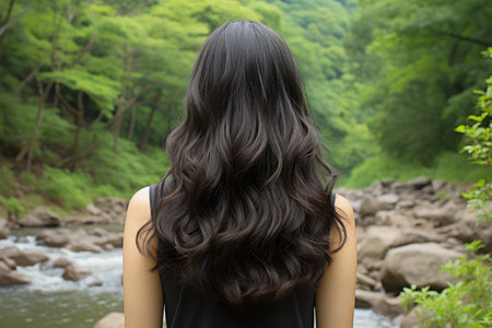 view of womens hairstyles seen from behind professional photographyの素材