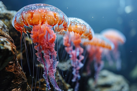 jellyfish in the blue sea professional photographyの素材