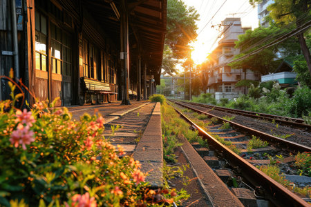 in front of the train station professional photographyの素材
