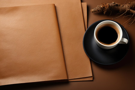 coffee at the work desk professional photographyの素材