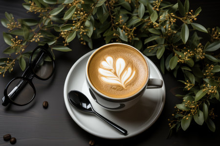 coffee at the work desk professional photographyの素材
