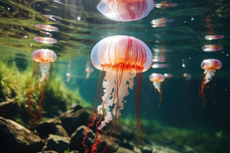 jellyfish in the blue sea professional photographyの素材