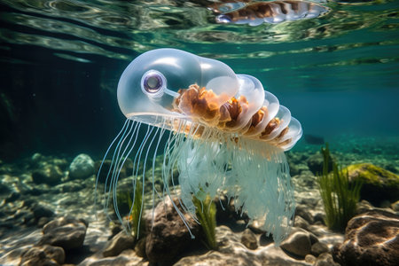 jellyfish in the blue sea professional photographyの素材