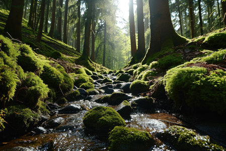 Stock photo of green forest nature professional photographyの素材