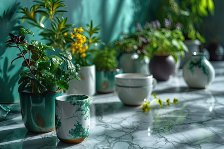 blurred minimalist and free space luxury table background professional photographyの素材