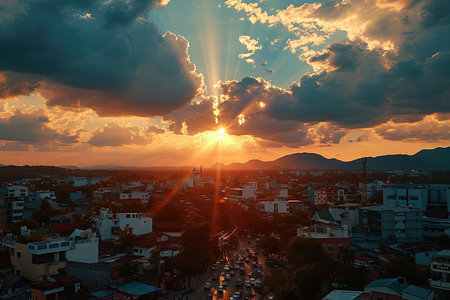 the atmosphere when the sun sets on the horizon professional photographyの素材