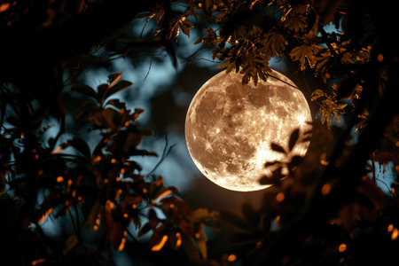 scenery with full moon professional photographyの素材