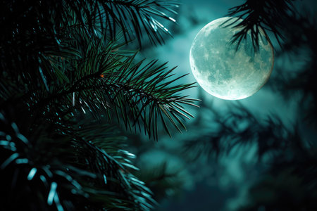 scenery with full moon professional photographyの素材