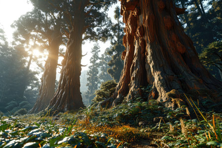 a large tree deep in the forest professional photographyの素材