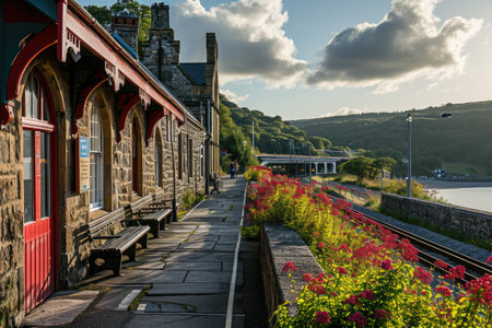 the long railroad on the train stations professional photographyの素材