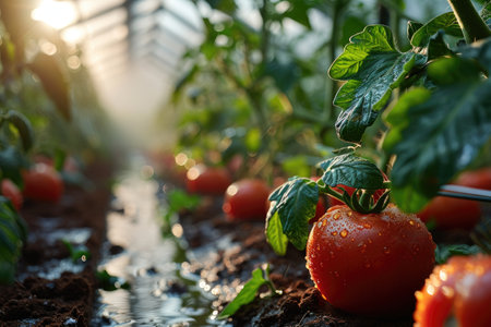 tomatoes in the middle of the field professional photographyの素材