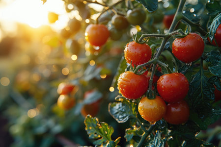 tomatoes in the middle of the field professional photographyの素材